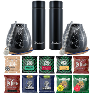 Yerba Mate Termo Bombilla Set para Dos 500g