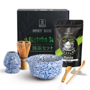 Set de regalo: matcha japonés premium + matchawan + accesorios de bambú