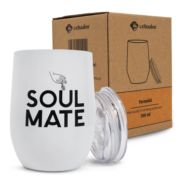 TermoLid – mate térmico para yerba mate con tapa – Soul Mate (blanco) – 350 ml