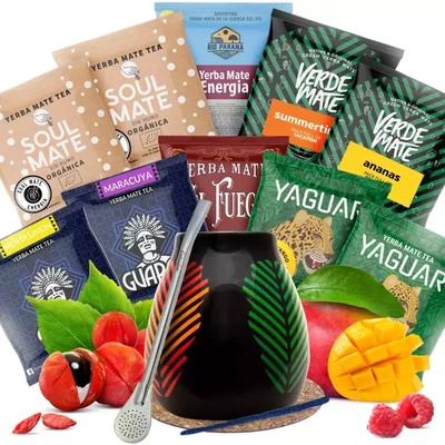 Set de Yerba Mate 10x50g Calabaza + Bombilla
