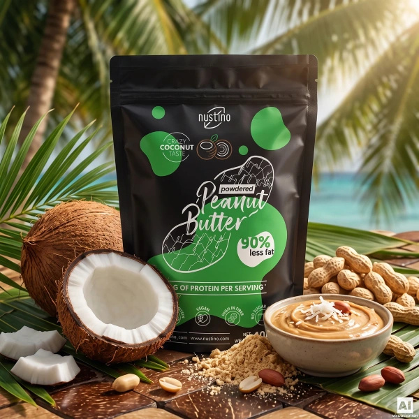 Nustino – Mantequilla de cacahuete en polvo – Coconut (sin azúcar añadido) 400 g