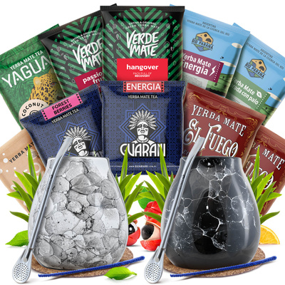 Yerba Mate Set PARA DOS Calabaza Bombilla