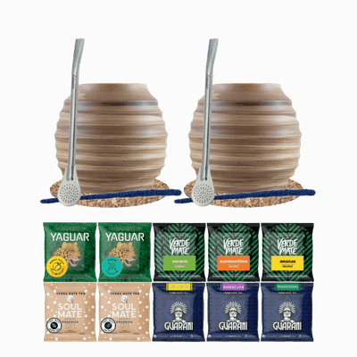 Set de Yerba Mate 10x50g 2x Calabaza + 2x Bombilla