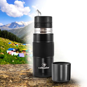 Yerbomos X ALL IN ONE - 450 ml - Mate, termo y bombilla en uno (negro)