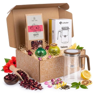 Set de regalo Mary Rose: flores secas + bombas de té + tetera