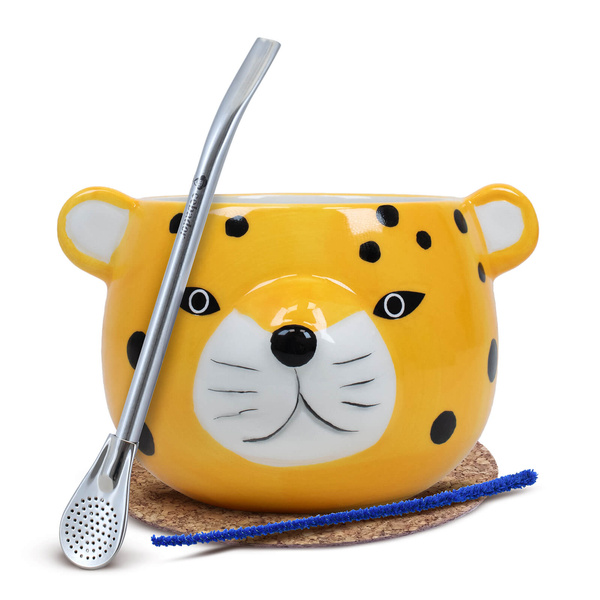 Yerba Mate Matero Calabaza Gatito Bombilla set