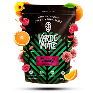 Juego de Yerba Mate Verde Mate Raspberry 500g Calabaza + Bombilla