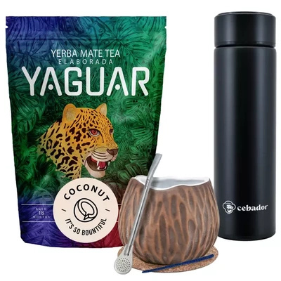 Yerba Mate Yaguar Coco 500g calabaza termo set