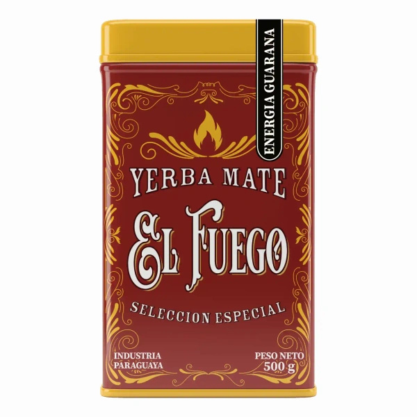 Yerbera – Lata metálica + El Fuego Energia Guarana 0,5 kg