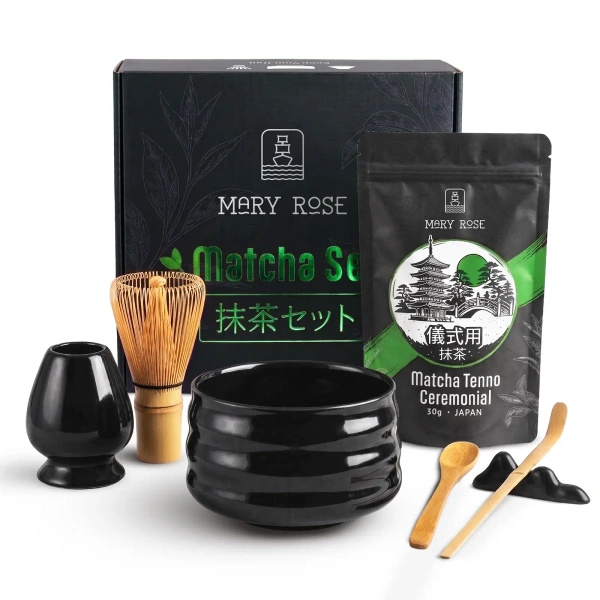 Set de regalo: matcha ceremonial japonés + matchawan + accesorios de bambú