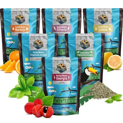 Set de Yerba Mate Rio Parana varios tipos 6x500g