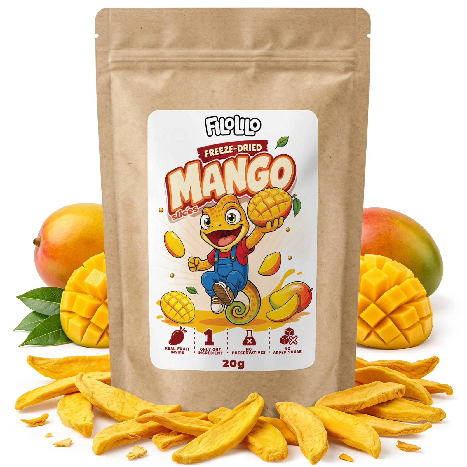 Mango liofilizado FiloLilo en su envase