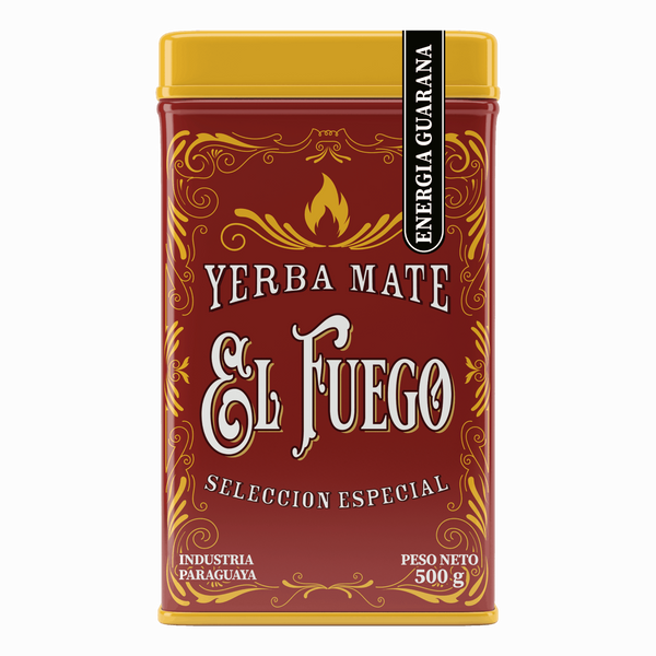 Yerbera – Lata metálica + El Fuego Energia Guarana 0,5 kg