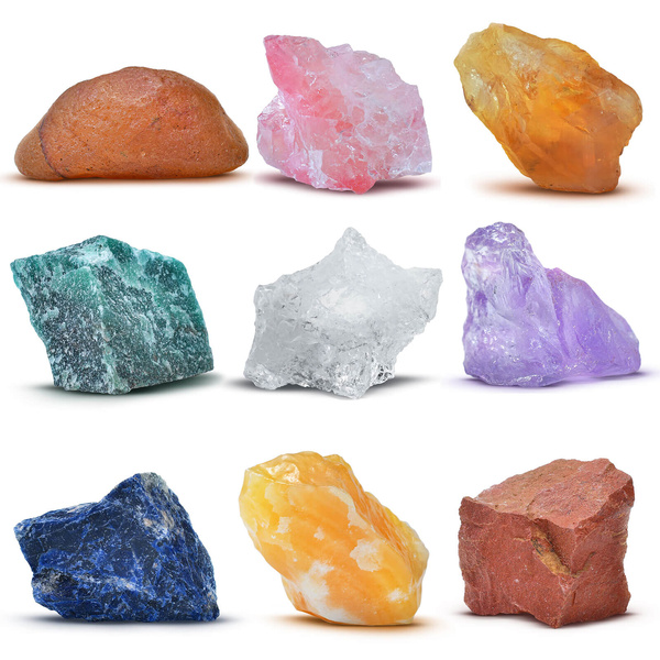 Conjunto de piedras naturales y cristales - esoterismo, yoga, meditación