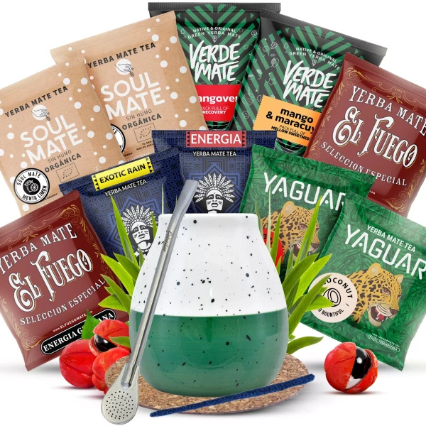 Set de Yerba Mate 10x50g Calabaza + Bombilla