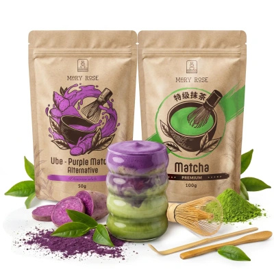 Set para Matcha Latte colorido: Matcha + Purple Matcha + accesorios