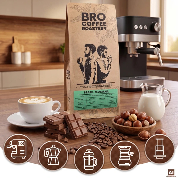 Bro Coffee Roastery – Café arábica en grano Brazil Mogiana Premium 400 g