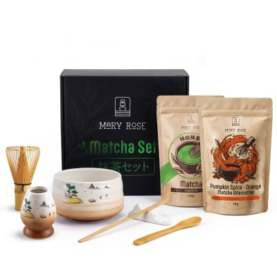Set de regalo para Matcha Latte colorido: Matcha + Orange Matcha + accesorios