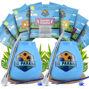 Yerba Mate Rio Parana Set PARA DOS Calabaza Bombilla