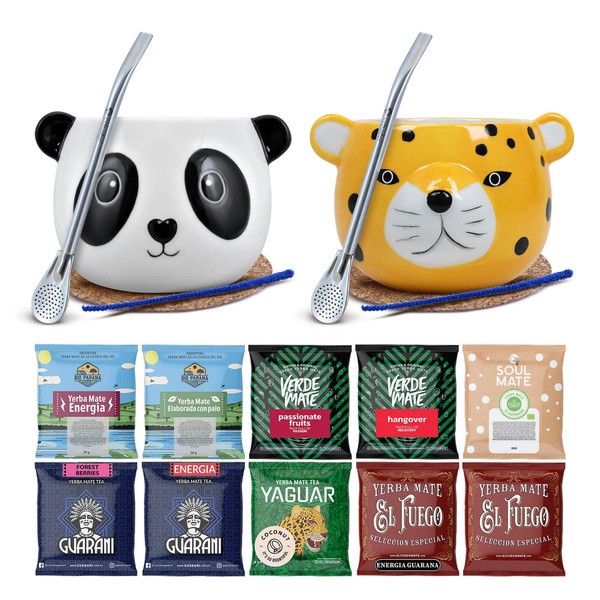Yerba Mate Set PARA DOS Calabaza Bombilla