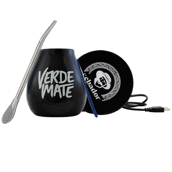 Set de Accesorios de Yerba Mate: calentador USB para taza + Calabaza + Bombilla