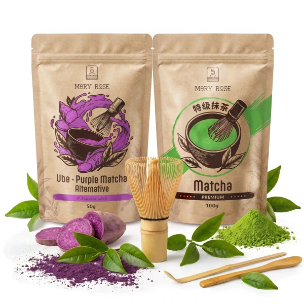 Set para Matcha Latte colorido: Matcha + Purple Matcha + accesorios