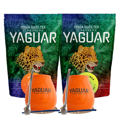 SET de principiantes para dos - Yerba Mate Yaguar Naranja 500g + Yaguar Menta Limon 500g