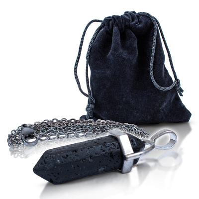 Colgante con piedra de lava en bolsa + cadena