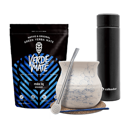 Juego Yerba Verde Mate MAS IQ 500g Calabaza Termo