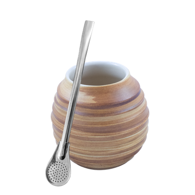 Mate de cerámica "Miel" + Bombilla Mercedes