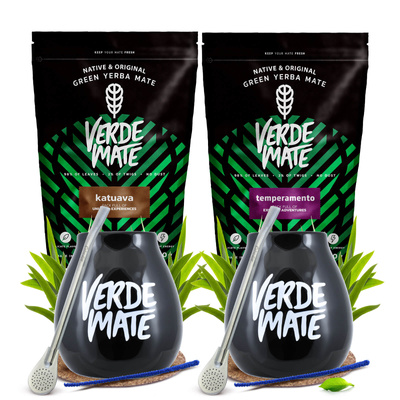 2 x Yerba mate Verde Katuava Temperamento + 2 x Accesorios - Set para parejas