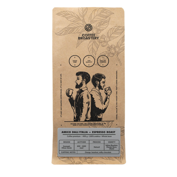Bro Coffee Roastery - Café arábica en grano Amico dall'Italia Espresso Roast 400 g
