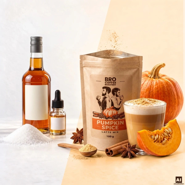Set para Pumpkin Spice Latte: café Bro Coffee Roastery Brazil Guaxupe 1kg + Pumpkin Spice Latte Mix 100g
