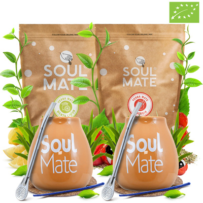 Set de Yerba Mate para Dos: Soul Mate 2x500g + 2x Calabaza + 2x Bombilla