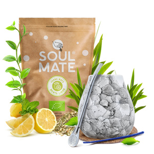 Set de Yerba Mate Soul Mate Organica Menta Limon 500g 0,5kg Calabaza + Bombilla