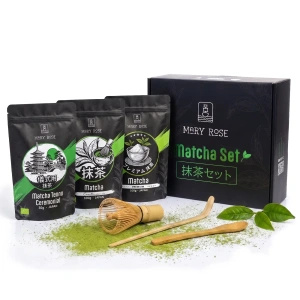 Set de regalo: 3x matcha japonés + accesorios de bambú