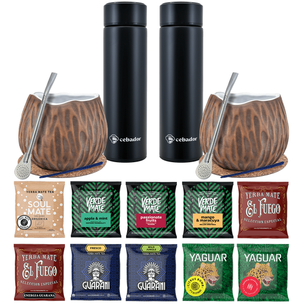 Yerba Mate Termo Bombilla Set para Dos 500g