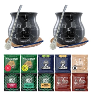Set de Yerba Mate 10x50g 2x Calabaza + 2x Bombilla