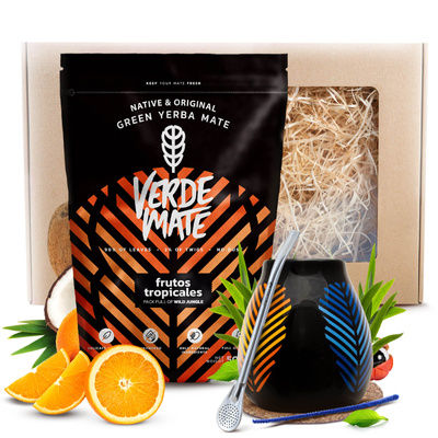 Set de regalo de Yerba Mate Verde Mate 400g 0,4kg Calabaza + Bombilla