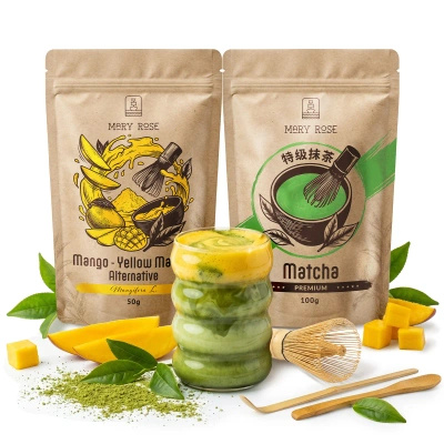 Set para Matcha Latte colorido: Matcha + Yellow Matcha + accesorios