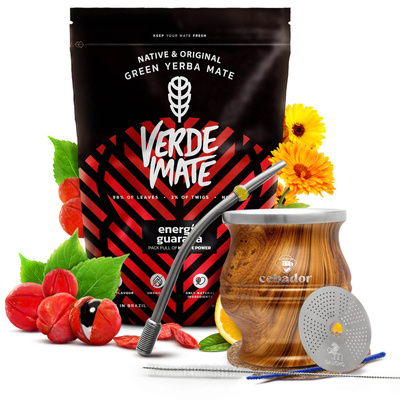 Juego de Yerba Verde Mate Energia 0,5kg + TermoColador