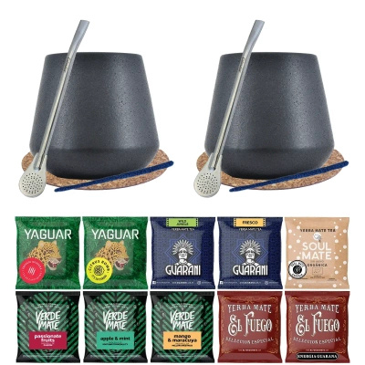 Set de Yerba Mate 10x50g 2x Calabaza + 2x Bombilla