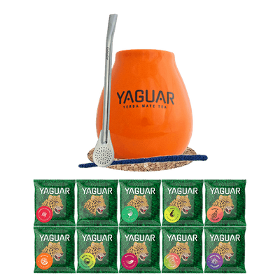 Set de Yerba Mate 10x50g Calabaza + Bombilla