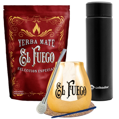 Yerba Mate El Fuego Elaborada 500g Termo Set