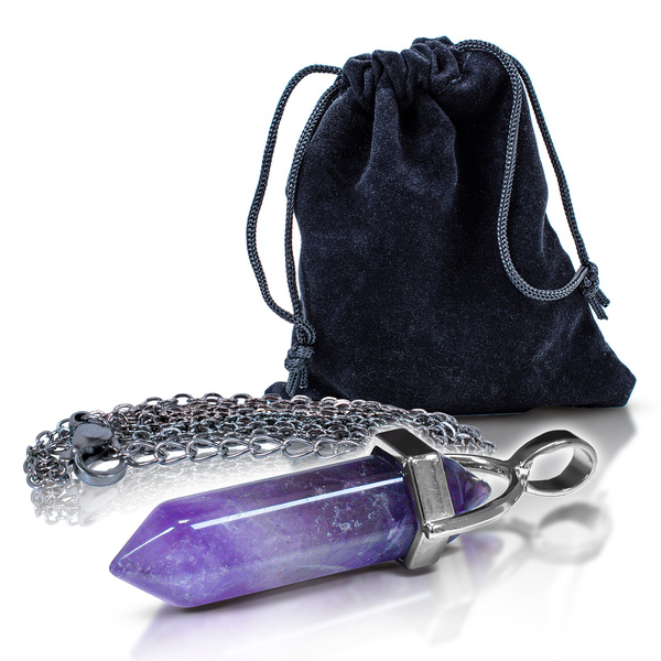 Colgante con amatista en bolsa + cadena