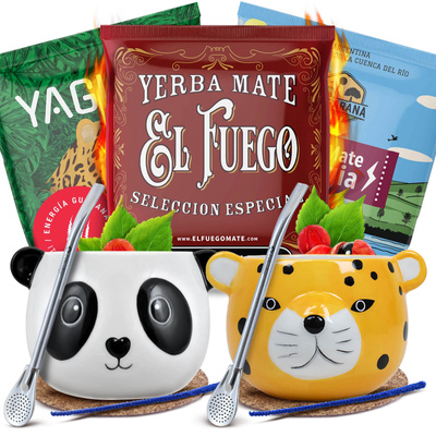 Yerba Mate Energia Set PARA DOS Calabaza Bombilla