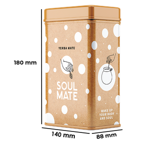 Yerbera – Lata metálica + Soul Mate Orgánica Siempre 0,5 kg