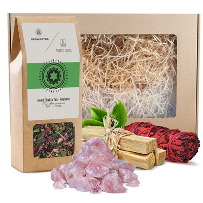 Set de regalo para Chakra del Corazón (Anahata): té de chakra + incienso + cuarzo rosa