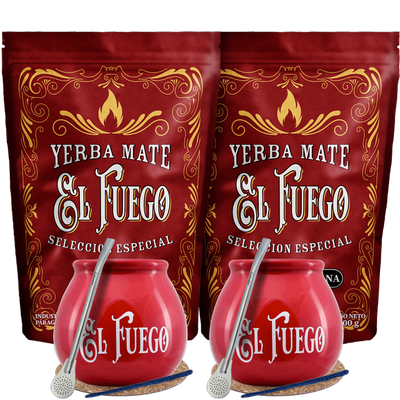 Yerba Mate El Fuego listo para dos Bombilla POWER