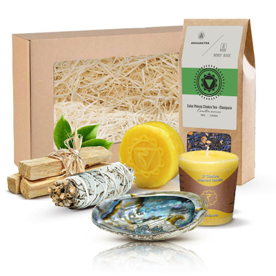 Set de regalo para Chakra Manipura: té de chakra + incienso + vela